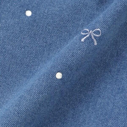 蝴蝶結刺繡鑲鑽短褲