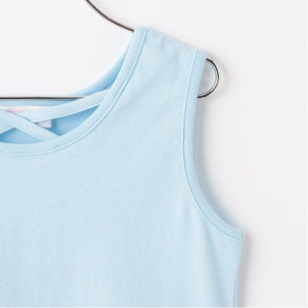 扎染風格露肩網紗拼接背心套裝