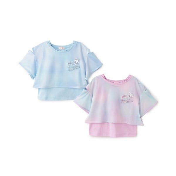 扎染風格露肩網紗拼接背心套裝