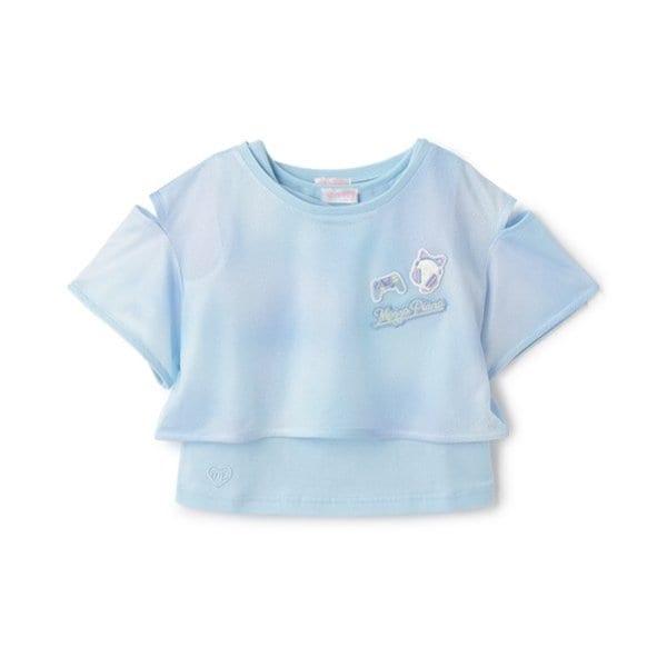 扎染風格露肩網紗拼接背心套裝