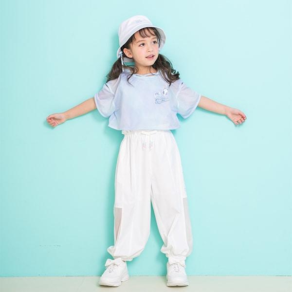 扎染風格露肩網紗拼接背心套裝