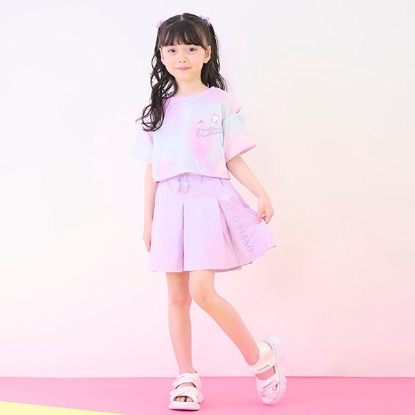 扎染風格露肩網紗拼接背心套裝