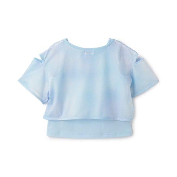 扎染風格露肩網紗拼接背心套裝