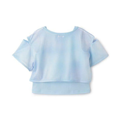 扎染風格露肩網紗拼接背心套裝