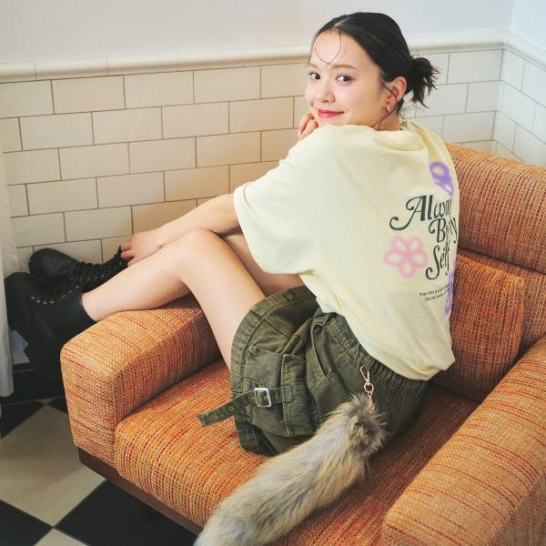 有機棉花卉印花T恤