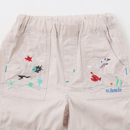 海洋生物刺繡五分褲