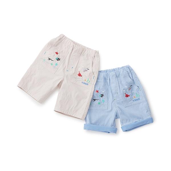 海洋生物刺繡五分褲