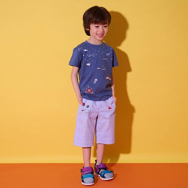 海洋生物刺繡五分褲