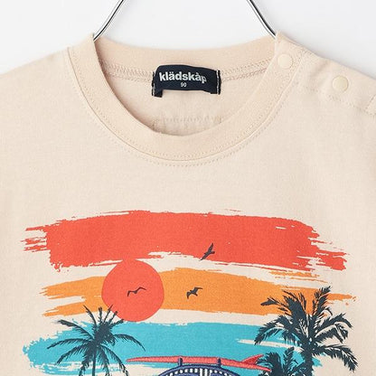 日落汽車印花短袖T恤