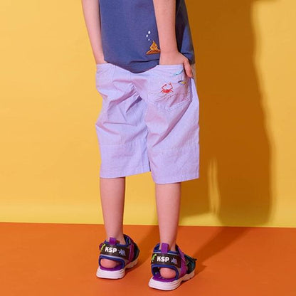 海洋生物刺繡五分褲