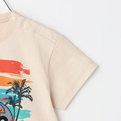 日落汽車印花短袖T恤