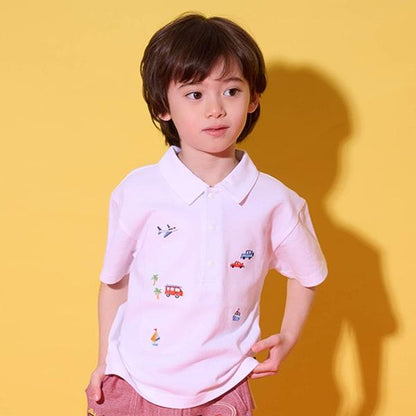 交通工具刺繡短袖POLO衫