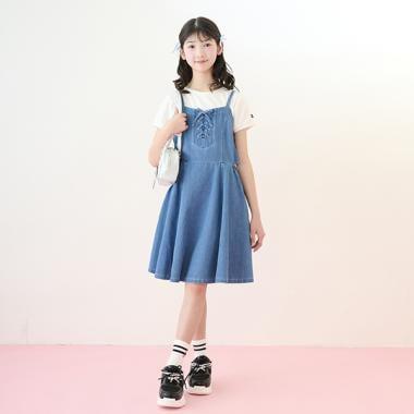 【接觸冷感】側開衩繫帶吊帶裙套裝