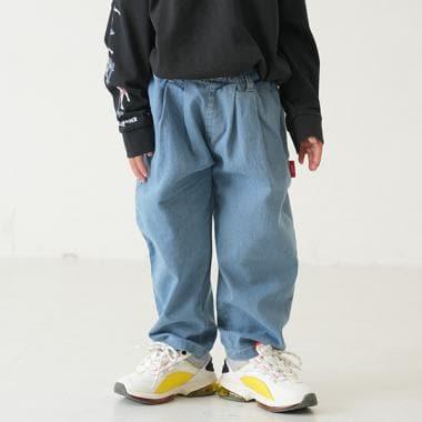 【爸爸同款】褶皺寬鬆牛仔錐形褲