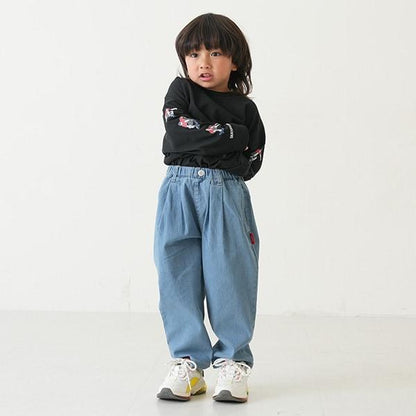 【爸爸同款】褶皺寬鬆牛仔錐形褲