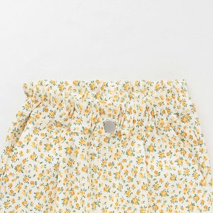 【短款】高腰荷葉邊印花錐形褲