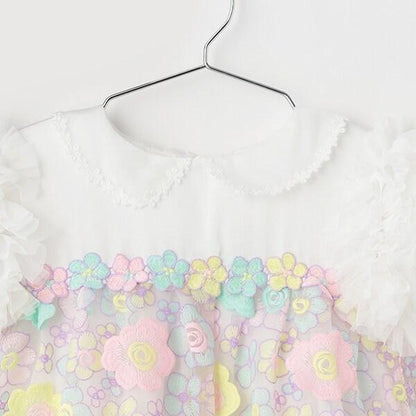 花卉刺繡蕾絲連衣裙