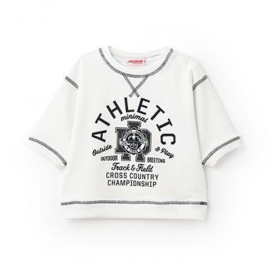 拼色拼接線縫衛衣印花套頭衫