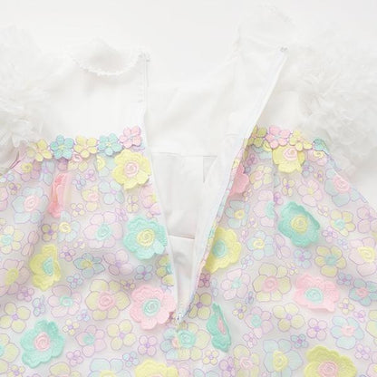 花卉刺繡蕾絲連衣裙