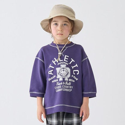 拼色拼接線縫衛衣印花套頭衫