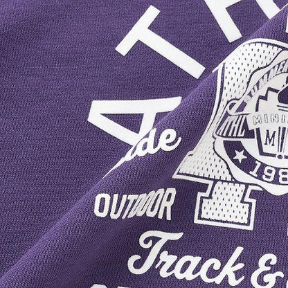 拼色拼接線縫衛衣印花套頭衫