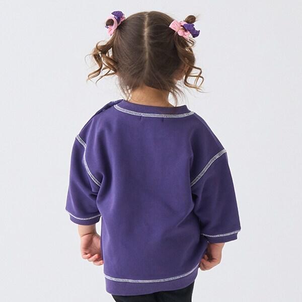 拼色拼接線縫衛衣印花套頭衫