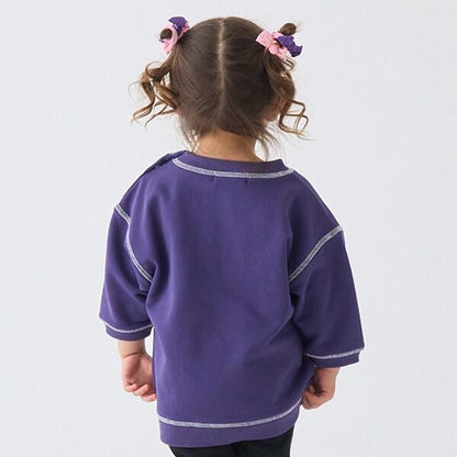 拼色拼接線縫衛衣印花套頭衫