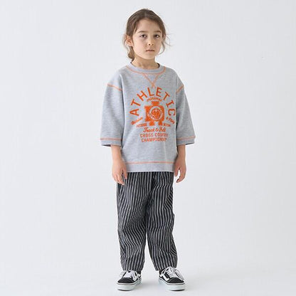 拼色拼接線縫衛衣印花套頭衫