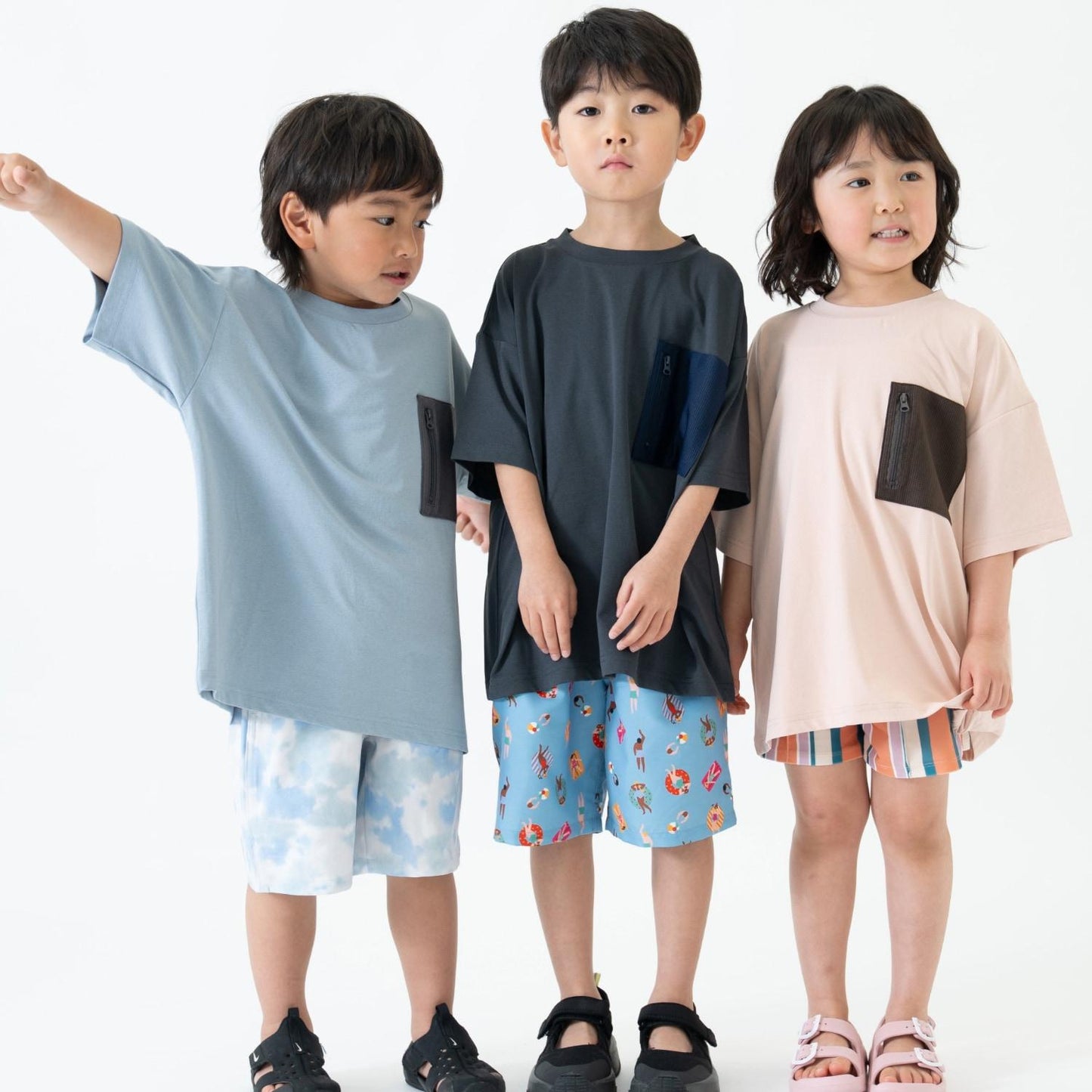 【水陸兩用】網眼口袋寬鬆短袖T恤