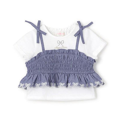 鏤空刺繡拼接長款上衣