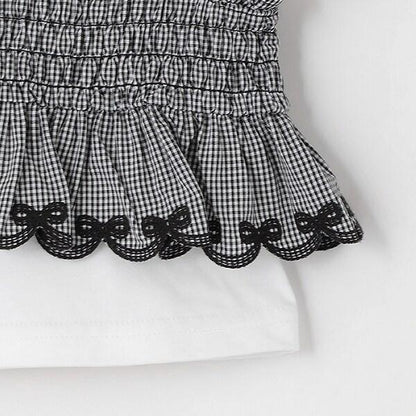 鏤空刺繡拼接長款上衣