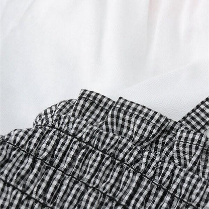 鏤空刺繡拼接長款上衣