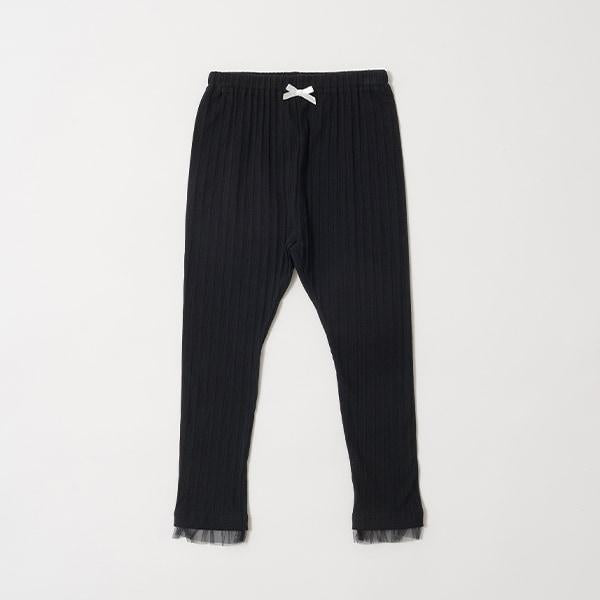 【人氣熱銷再次到貨】下襬網紗荷葉邊九分打底褲