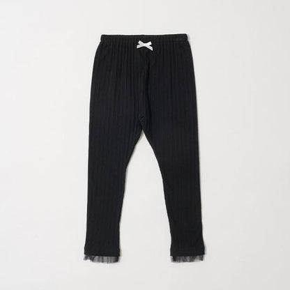 【人氣熱銷再次到貨】下襬網紗荷葉邊九分打底褲