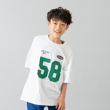 【純棉100%】寬鬆數字印花短袖T恤