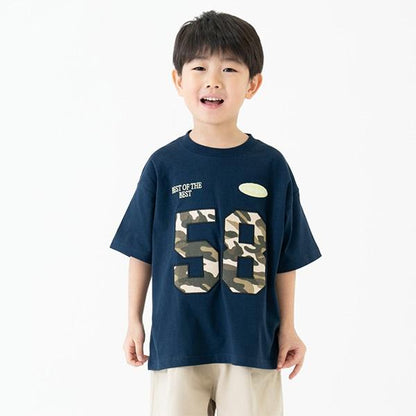 【純棉100%】寬鬆數字印花短袖T恤