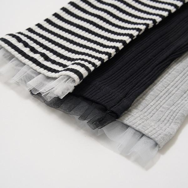 【人氣熱銷再次到貨】下襬網紗荷葉邊九分打底褲