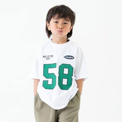 【純棉100%】寬鬆數字印花短袖T恤