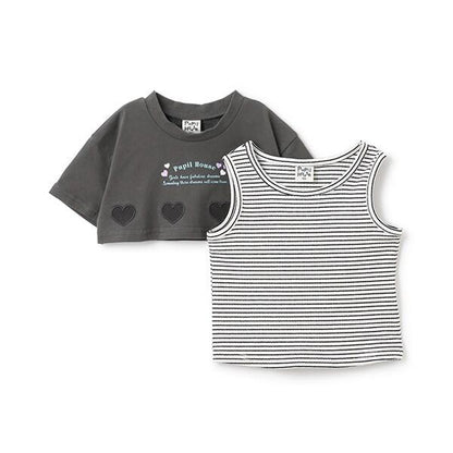 短款短袖T恤×背心