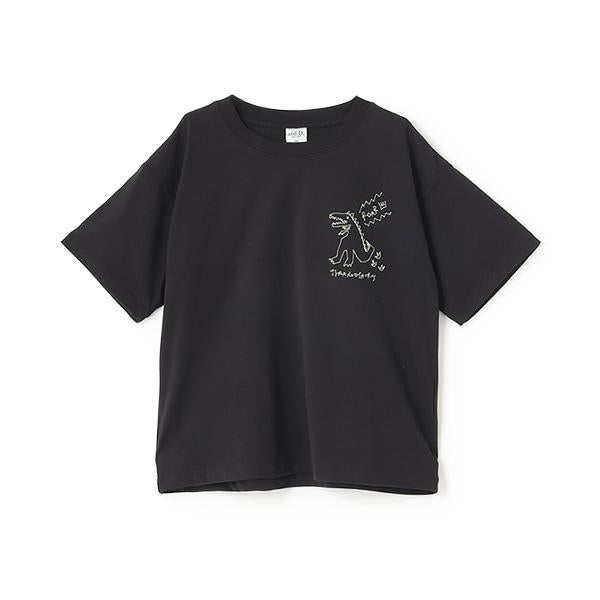 【純棉100%】恐龍刺繡寬鬆半袖T恤