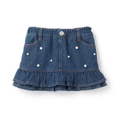 珍珠裝飾牛仔裙褲（兒童）