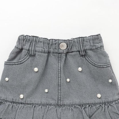 珍珠裝飾牛仔裙褲（兒童）