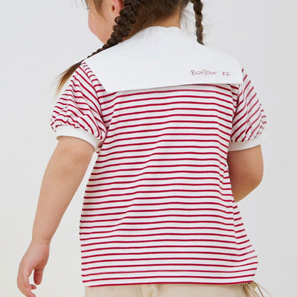 可拆卸水手領條紋T恤