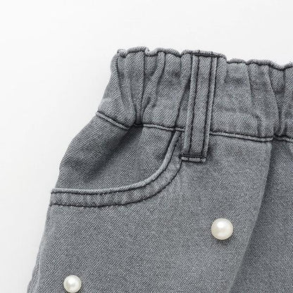 珍珠裝飾牛仔裙褲（兒童）