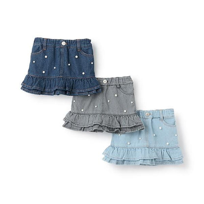 珍珠裝飾牛仔裙褲（兒童）