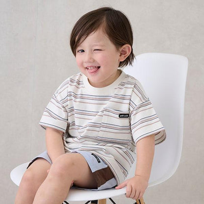 【防汙處理】多色條紋短袖T恤