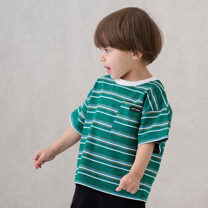 【防汙處理】多色條紋短袖T恤