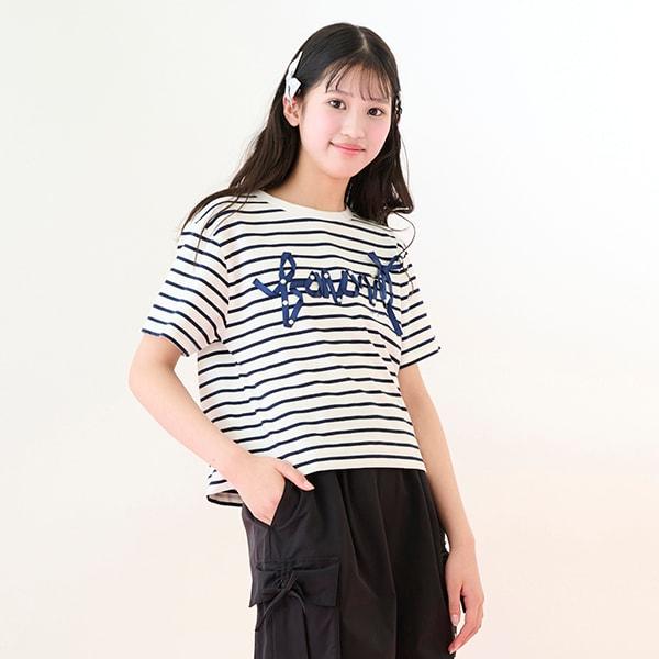 【Nico☆Puchi・Cuugal刊載】【接觸冷感】蝴蝶結字母T恤