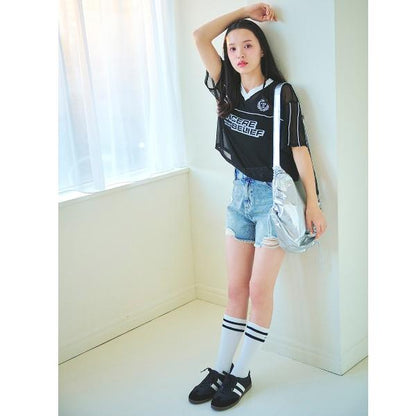 【LTXC】帶內搭網紗T恤