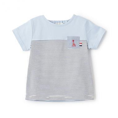 拼接條紋短袖T恤